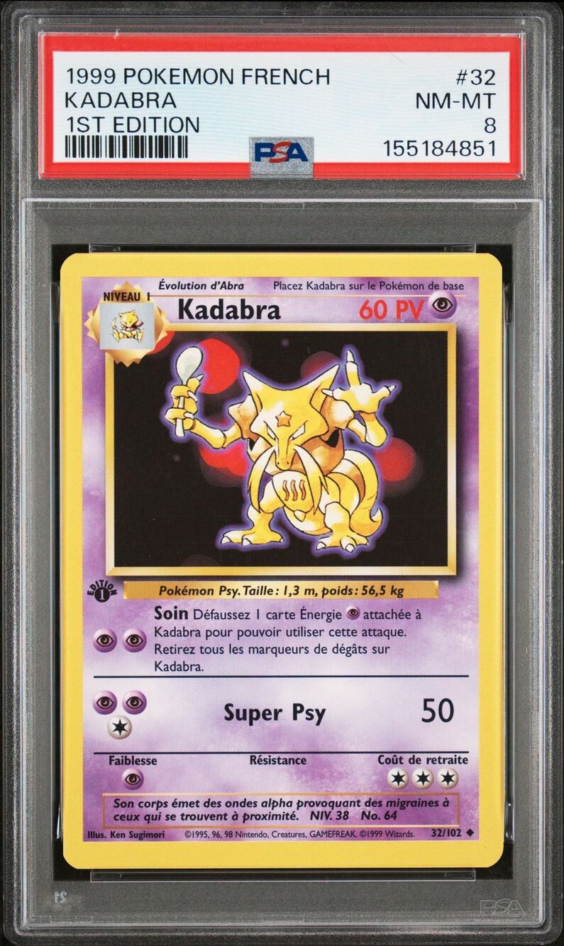 PSA 10 GEM MINT Kadabra 1st Edition 32/102 Pokémon 1999 French Base Set Graded